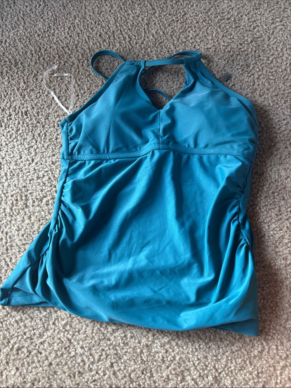 Time and Tru Teal One-Piece Halter Swim Suit